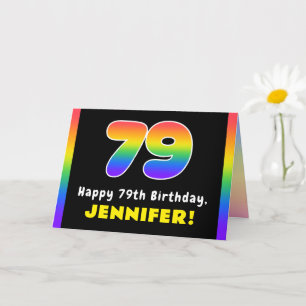 Cartão 79.º aniversário: Arco-Íris Colorido nº 79, Nome P