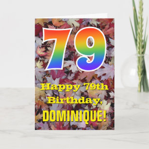 Cartão 79.o aniversário; Folhas Russas do outono; Arco-Ír