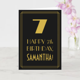 Cartão 7 Aniversário ~ Arte Deco Inspirou Olhar "7" & Nom