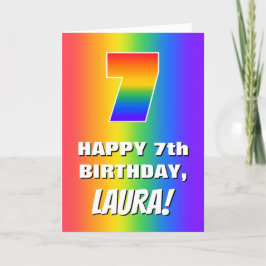 Cartão 7 Aniversário: Padrão Colorido e Divertido do Arco