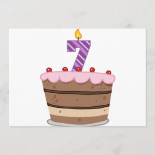 Cartão 7 anos no Bolo de Aniversário