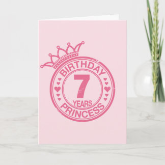 Cartão 7 anos - Princesa de aniversário - rosa