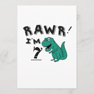Cartão 7 Birthday Dinossaur Gift para Meninos de 7 Anos