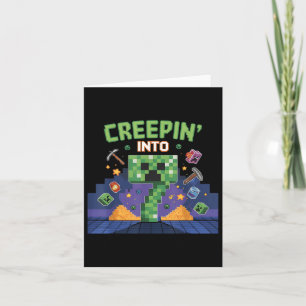 Cartão 7 Birthday Gamer Pixel Creepin’ Em 7 Vídeo Gam