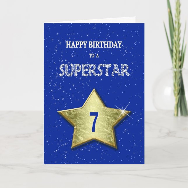 Cartão 7 Birthday para uma Superstar (Frente)