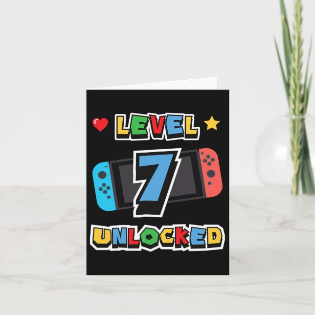 Cartão 7 Jogo De Vídeo Para Crianças De Aniversário De 7  (Frente)