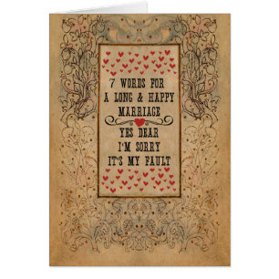 Cartão 7 palavras para um Casamento longo e feliz
