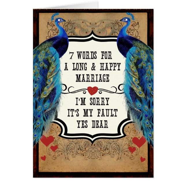 Cartão 7 Words For A Long and Happy Marriage (Frente)