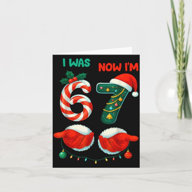 Cartão 7 Year Old Birthday Shirt Was 6 Now I'm 7 67 Funny (Frente)