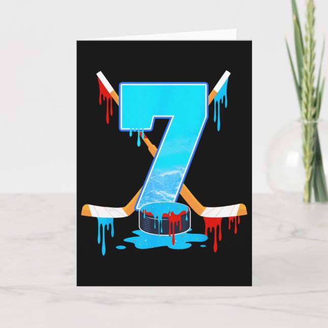 Cartão 7 Year Old Boys 7th Birthday Ice Hockey Ice Cream  (Frente)