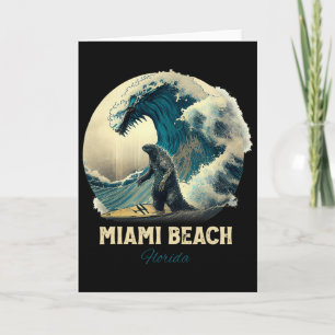 Cartão 7Praia de Miami Flórida Surfando Prancha de Surfe