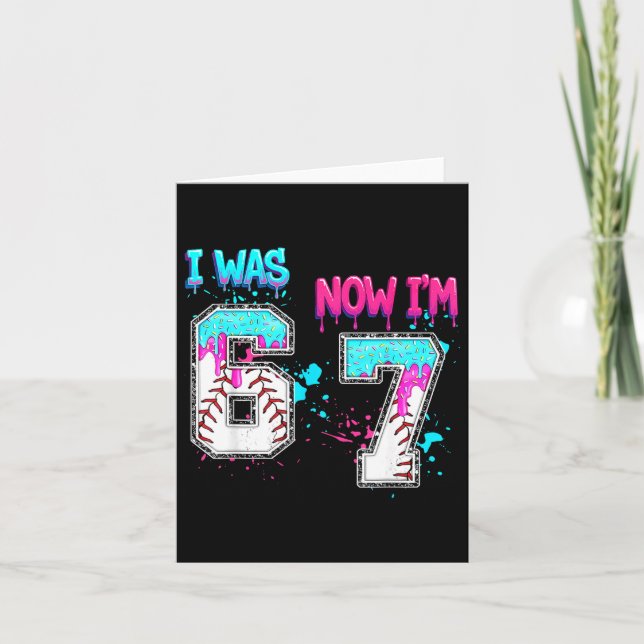 Cartão 7th Birthday I Was 6 Now I'm 7 Baseball Ice Cream  (Frente)