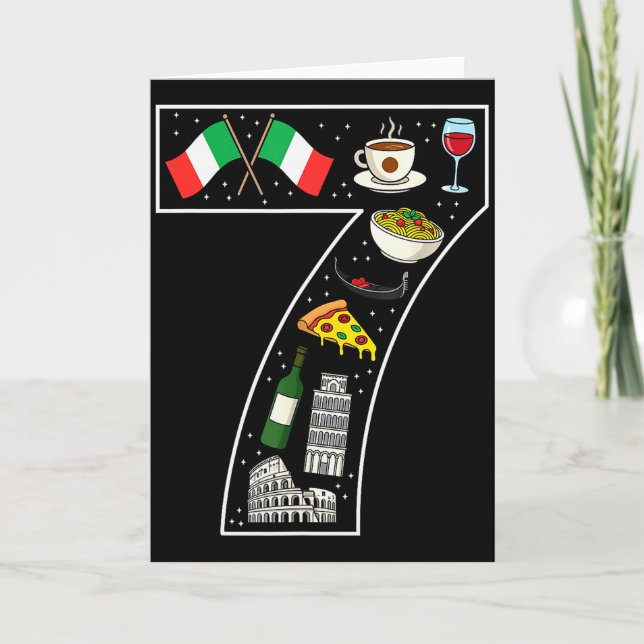 Cartão 7th Birthday Italian Culture 7 Year Old Italy Flag (Frente)