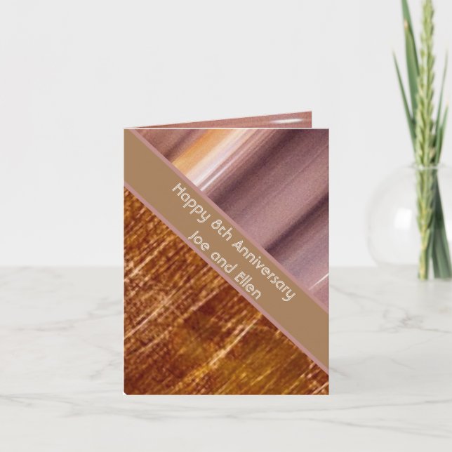 Cartão 8º Aniversário, Bronze e Bateria (Frente)