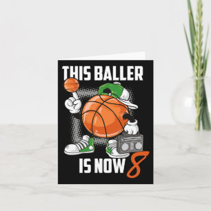 Cartão 8º Aniversário do Bysketbyll Player Divertido 8 an