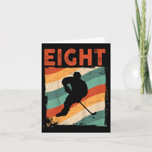 Cartão 8º Aniversário Retro Hockey com Oito Anos Menina