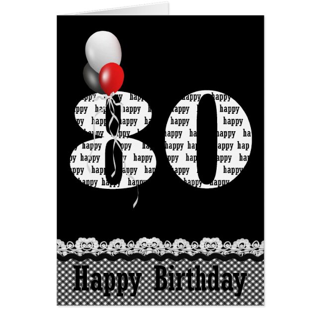 Cartão 80 aniversário com buquê de balão (Frente)