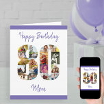 Cartão 80 Aniversário Mãe Número 80 Colagem Fotográfica G<br><div class="desc">Crie sua própria placa de aniversário de 80 com uma colagem de fotos única. Este grande cartão de aniversário tem um grande número 80 cheio de suas fotos de família favoritas e pode ser personalizado para a mãe ou com um nome. O modelo está configurado para que você edite as...</div>