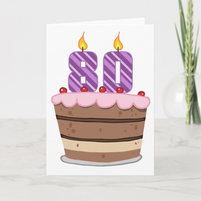 Cartão 80 anos no Bolo de Aniversário (Frente)