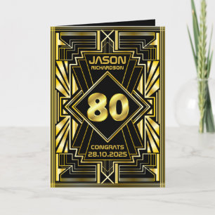 Cartão 80 Birthday Art Deco Dourado Excelente Negro Gatsb