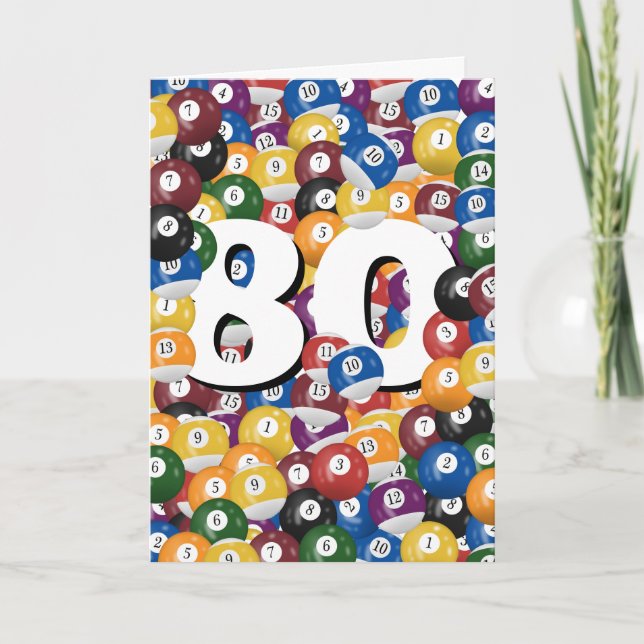 Cartão 80 Birthday Billiard Balls (Frente)