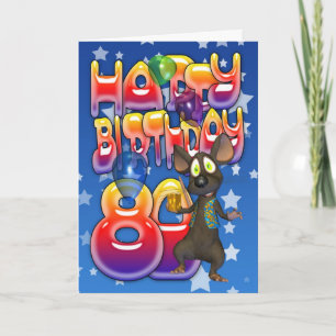 Cartão 80 Birthday Card bonitinha com ratinho