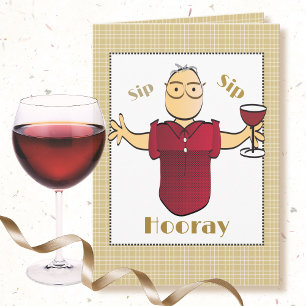 Cartão 80 Birthday - Cartoon Masculino Torrada De Vinho V