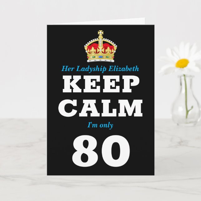 Cartão 80 Birthday Engraçado Mantenha calma, adicione men (Planta pequena)