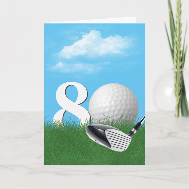 Cartão 80 Birthday Golf Ball Em Grass (Frente)