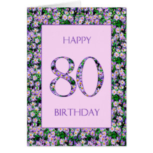 Cartão 80 Birthday Roxo Daisies