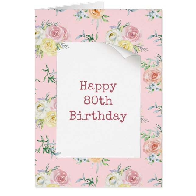 Cartão 80 de Rosa de de Aquarela (Frente)