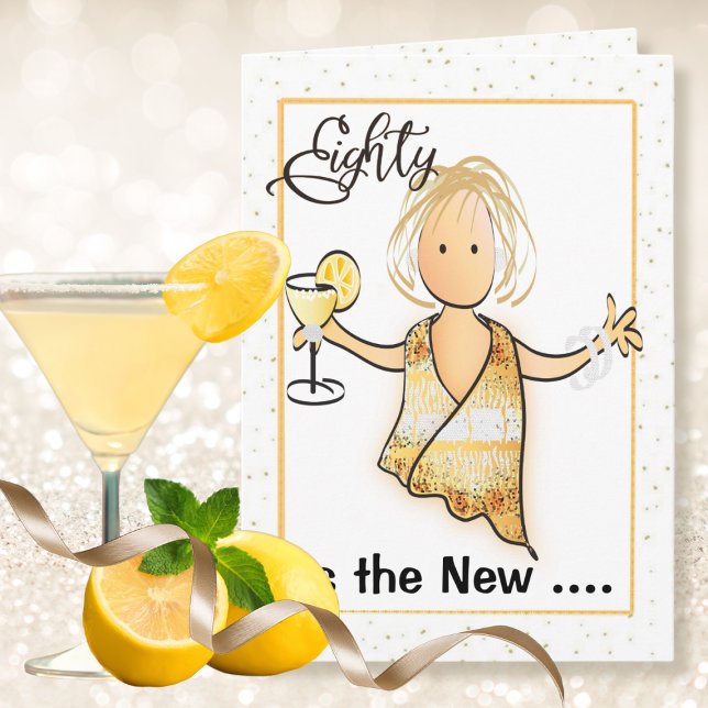 Cartão 80 e Fabulosa e Engraçada Cartoon Fêcil, Feliz Fêc (Criador carregado)