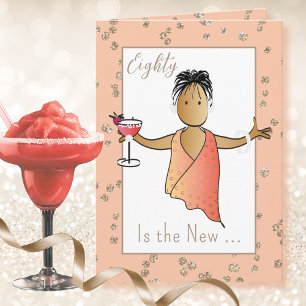 Cartão 80 e Fabuloso Aniversário de Cartoon Margarita Fem