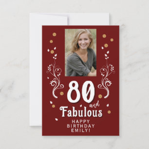 Cartão 80 e Fabuloso Foliagem Vermelho Foto de Aniversári