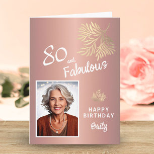 Cartão 80 e Folhagem Fabulosa Foto de Aniversário de 80 a