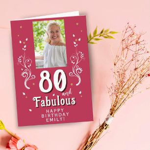 Cartão 80 & Fabulosa Folhagem Magent Aniversário de 80 an