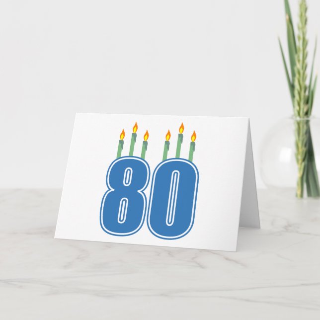 Cartão 80 Velas de Aniversário (Azul / Verde) (Frente)