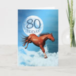 Cartão 80 years old birthday card with spirit horse<br><div class="desc">A chestnus spirit horse galloping against the backdrop of the moon and clouds. See the whole range cards in my store. http://www.zazzle.com/eggznbeenz</div>