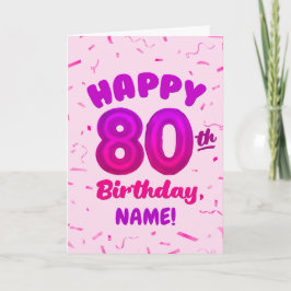 Cartão 80th Balloon Number Custom Name Birthday Card