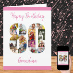Cartão 80th Birthday Number 80 Photo Collage Big Custom<br><div class="desc">Create your own 80th Birthday Card with a unique photo collage. This big birthday card has a big number 80 filled with your favorite family photos and it can be personalized for grandma, mom or with a name. The template is set up for you to edit the messages inside the...</div>
