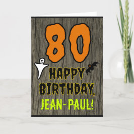 Cartão 80th Birthday: Spooky Halloween Theme, Custom Name