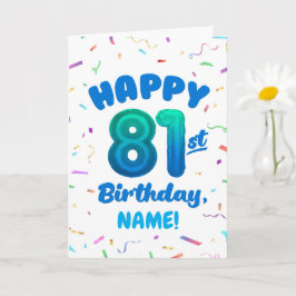 Cartão 81st Balloon Number Custom Name Birthday Card