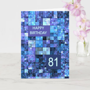 Cartão 81st Birthday, Blue Squares,
