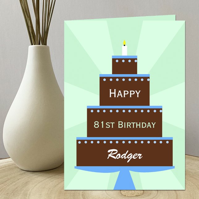 Cartão 81st  Birthday Card Cake and Custom Name (Criador carregado)