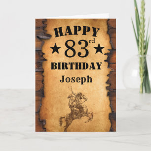 Cartão 83º Aniversário do País Russo Ocidental Cowboy Hor