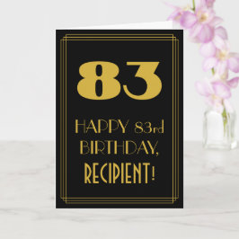 Cartão 83.º aniversário - Art Deco Inspirou "83" & Nome
