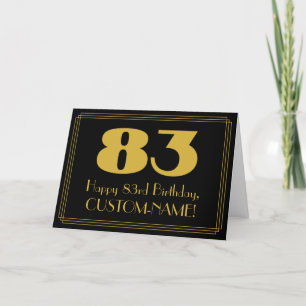 Cartão 83.o aniversário: Art Deco Inspirou a aparência