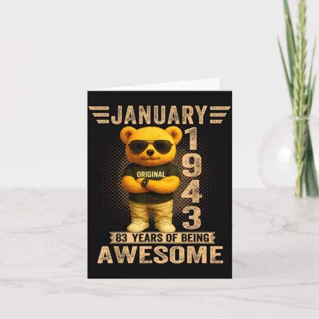 Cartão 83 Year Old January 1943 Teddy Bear 83rd Birthday  (Frente)