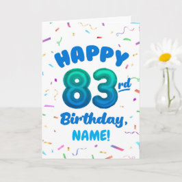 Cartão 83rd Balloon Number Custom Name Birthday Card