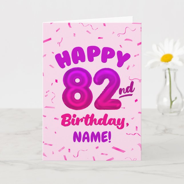 Cartão 83rd Balloon Number Custom Name Birthday Card (Planta pequena)